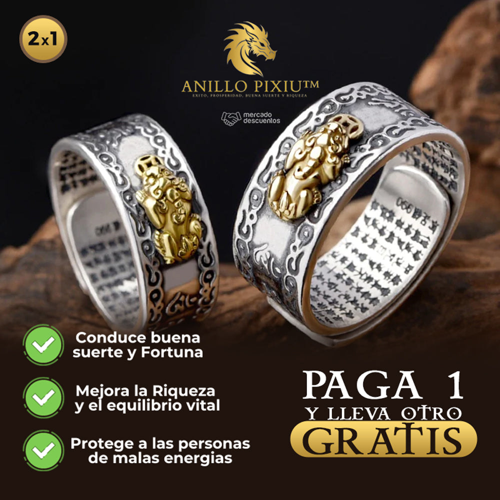 ANILLO AJUSTABLE PIXIU ATRAE RIQUEZA Y PROSPERIDAD  PAGA 1 Y LLEVA 2